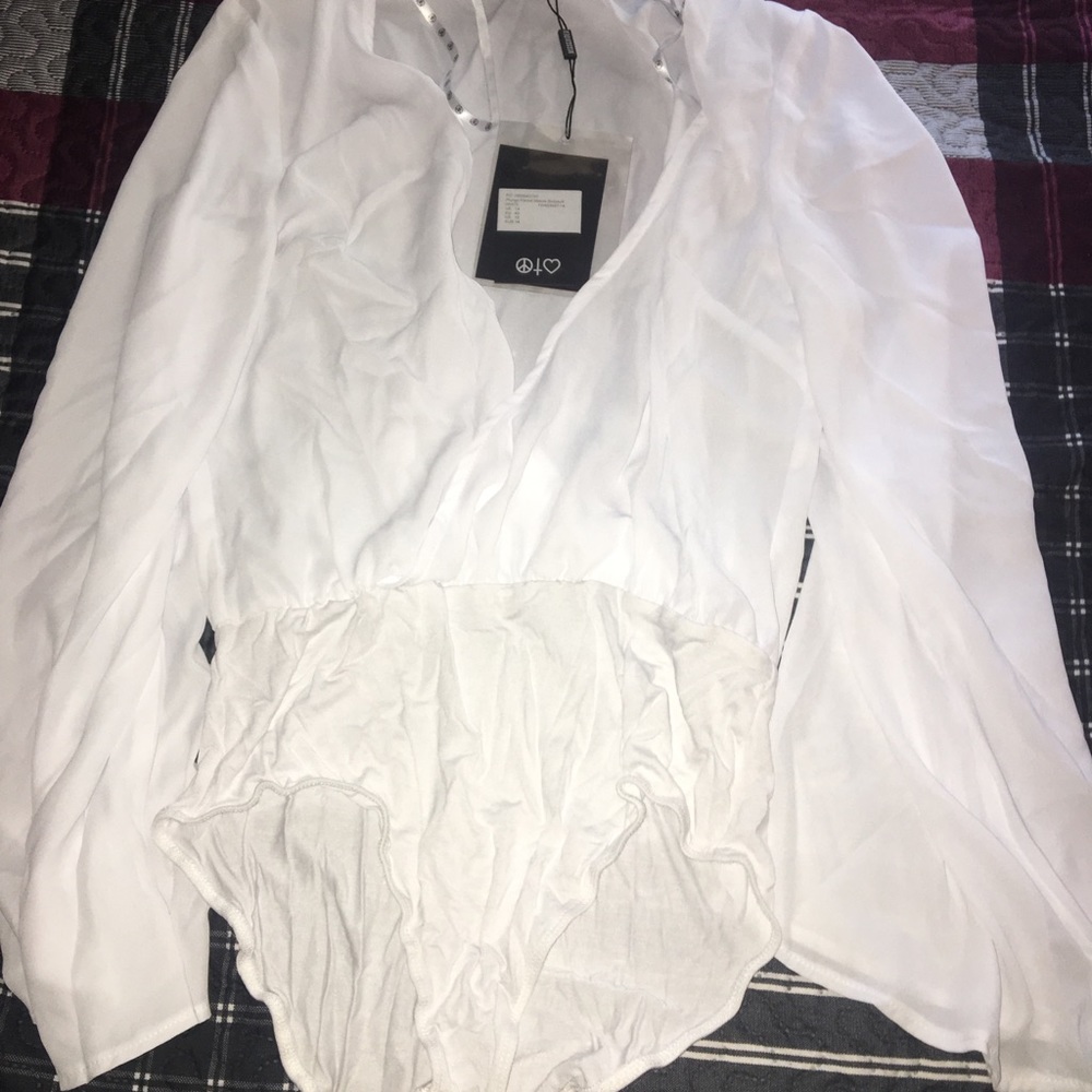 White long sleeve bodysuit size 10